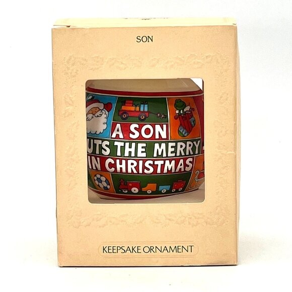Vintage Hallmark 1981 Son Christmas Satin Ornament Keepsake Unbreakable - Picture 3 of 8